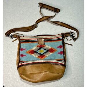 STS Ranchwear Saltillo Mail Bag, crossbody, woven serape, full-grain leather